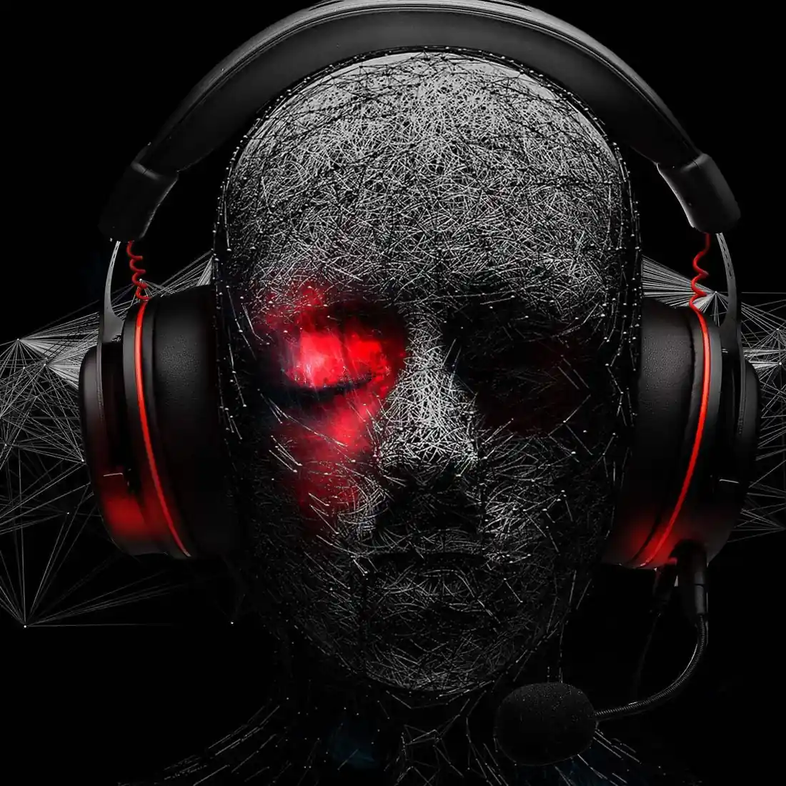 OneOdio headphones with a dramatic red accent