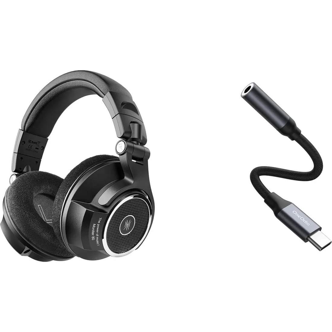 OneOdio Monitor 80 — Headphones + USB-C adapter
